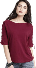 ROADSTER Women Cotton TShirt Top | Casual Boat Neck Tee Shirt Kurta